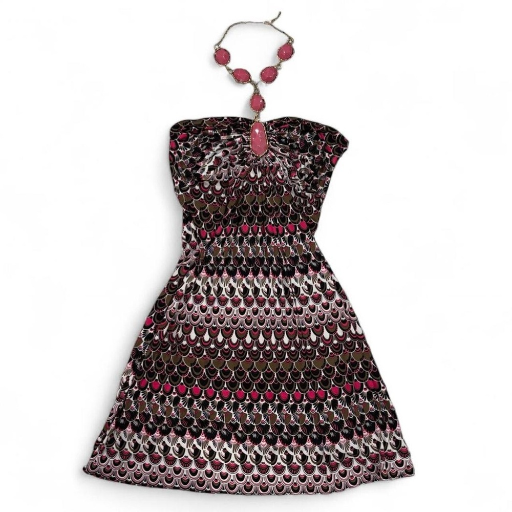 Y2K RHOC Sky stone chain halter mini dress